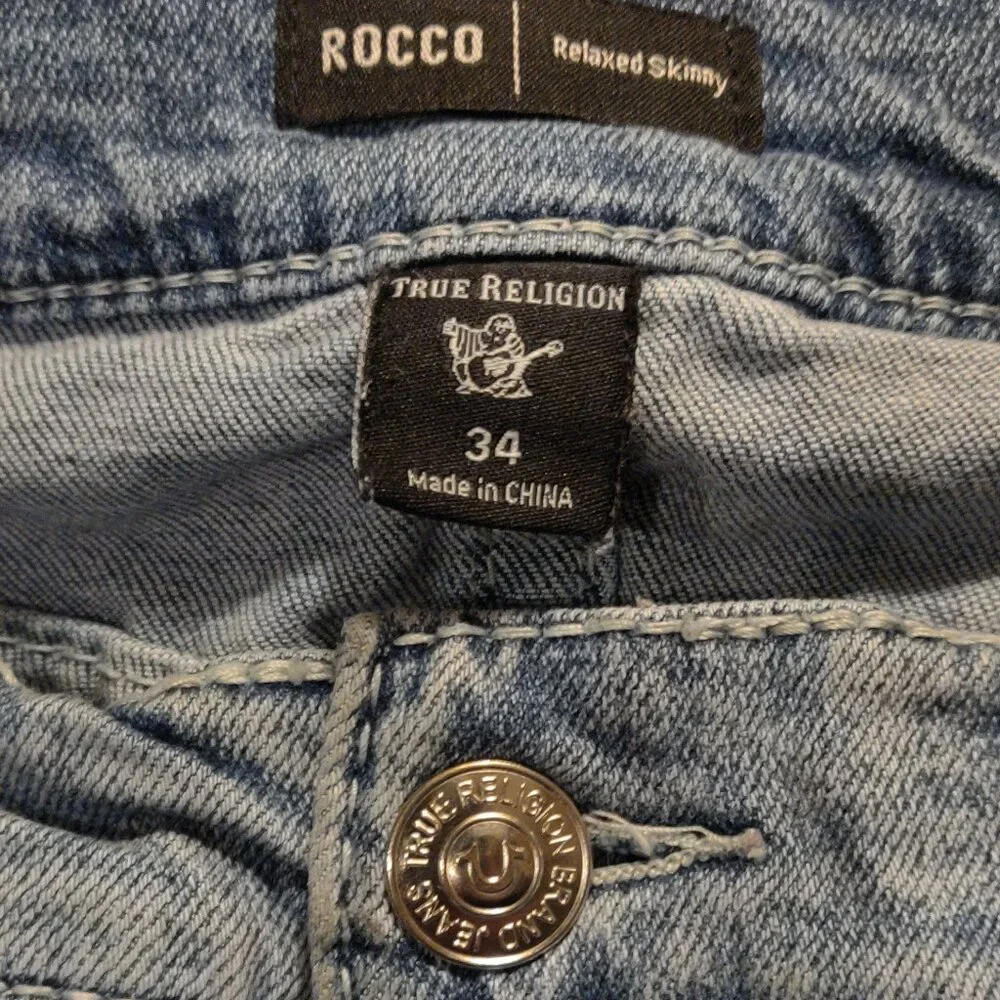 True Religion Rocco Relaxed Skinny Light Wash Jeans SIZE 34